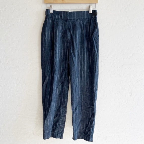 BRUNELLO CUCINELLI mid grey pinstripe linen/wool pants - Picture 1 of 7